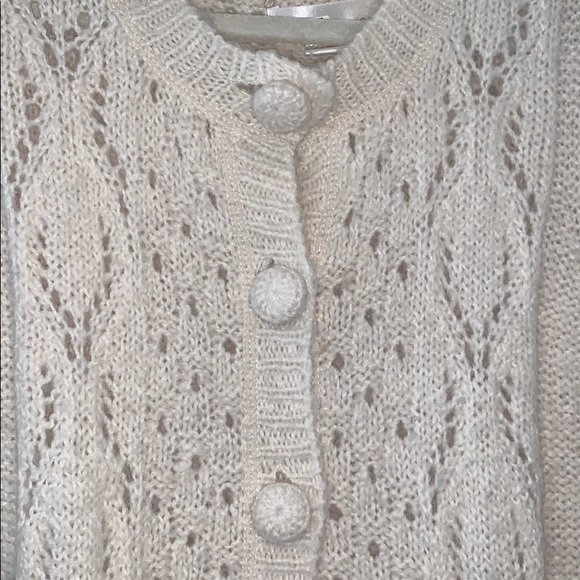 Kaisley Cream Knit Button Down Long Cardigan - Picture 2 of 4
